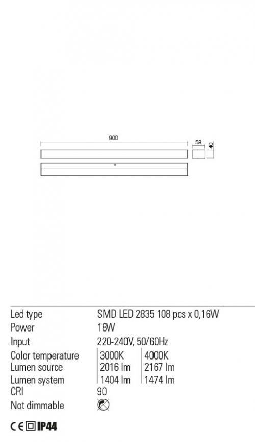 REDO GROUP - Аплик TASK  01-2330  LED 18W 4000K CH 