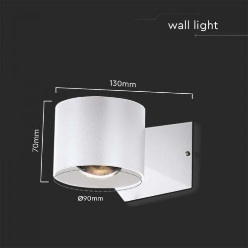 V-TAC - 6W LED Wall Light 4000K White Body IP65 SKU: 10444