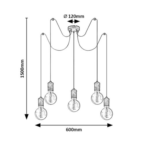 RABALUX - Pendant Fidel E27 5X MAX 25W 3218