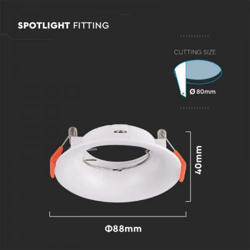 V-TAC - GU10 Fitting Round White PC  SKU: 6632