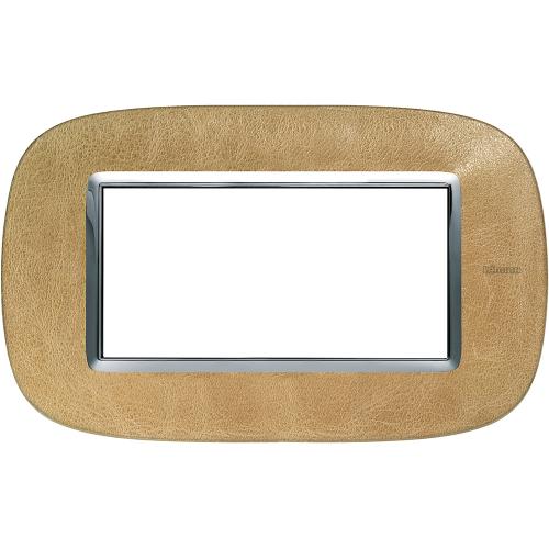 BTICINO - HB4804SLC Рамка 4М кожа пясък елипсовидна Axolute