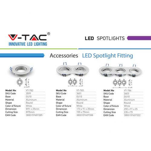 V-TAC - Луна Корпус Кръг Бяла 3xGU10 SKU: 3603 VT-784