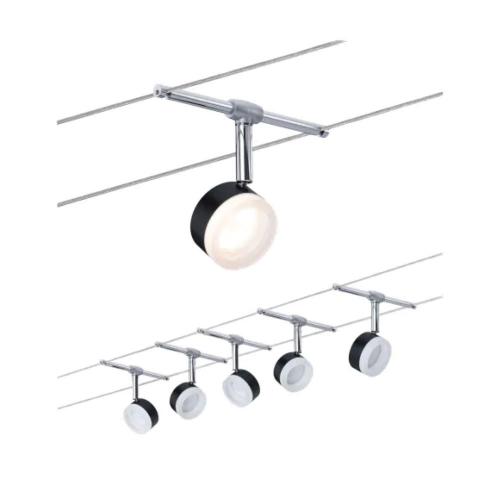 PAULMANN - Въжена осветителна система (комплект) 94457  CorDuo LED cable system ClearLED basic set✴5x150lm⚡5x4W⚡2700K~230/12V✴Черен/Хром