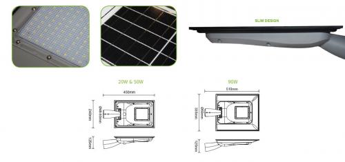 ACA LIGHTING - LED соларно тяло за улично осветление 20W, 5000K, 1850lm, IP65 SONNE2050