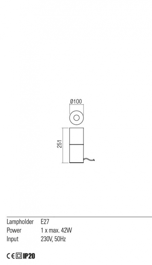 REDO GROUP - table luminaire  IWI 01-2029 SU 1X40W E27 SBK