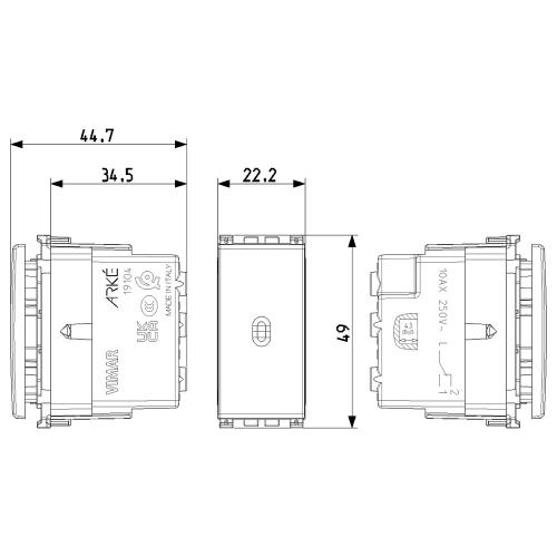 VIMAR - 19104 - Axial 1P 10AX 2-way switch grey