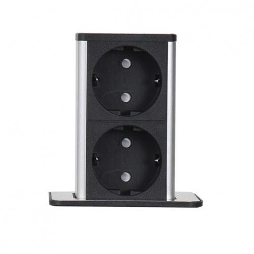 DIGITEL - Power outlet for surface mounitng Inox Black, 2xShuko POP UP