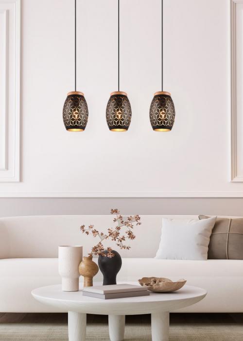 TRIO - BIDAR – R31573080 excl. 3x E27 · max. 28W Black-gold