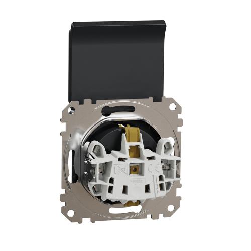 SCHNEIDER ELECTRIC - SDD114023 Sedna Design & Elements Контакт шуко с капак и детска защита, 2P+E  винтово свързване 16А 250V антрацит