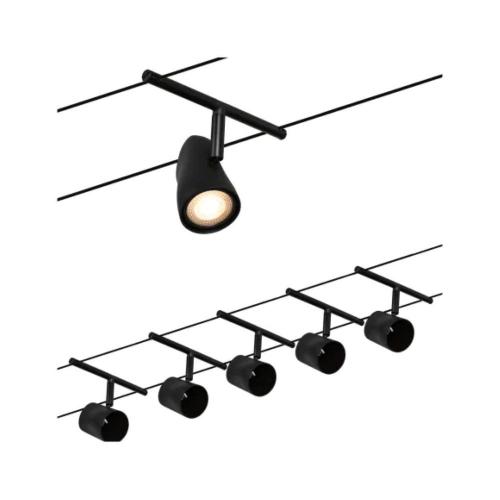 PAULMANN - 94469  CorDuo cable system Cup basic set✴GU5.3 max. 5x10W ~230/12V✴ matt black/chrome