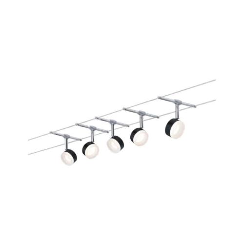 PAULMANN - Въжена осветителна система (комплект) 94457  CorDuo LED cable system ClearLED basic set✴5x150lm⚡5x4W⚡2700K~230/12V✴Черен/Хром