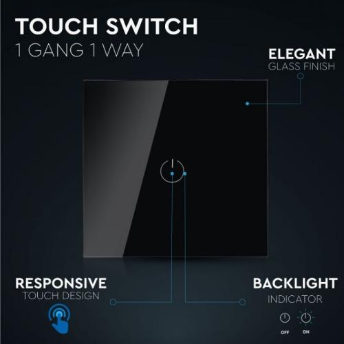 V-TAC - 1 Gang 1 Way Switch Black SKU: 8385 VT-5111