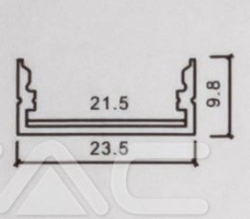 V-TAC - LED Strip Mounting Kit with Diffuser Aluminum Black Housing 2000x23.5x10mm SKU: 2876