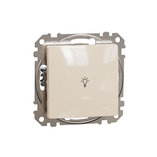 SCHNEIDER ELECTRIC - SDD112132 Sedna Design & Elements - 1pole push button with bulb icon - 10AX 250V without frame beige