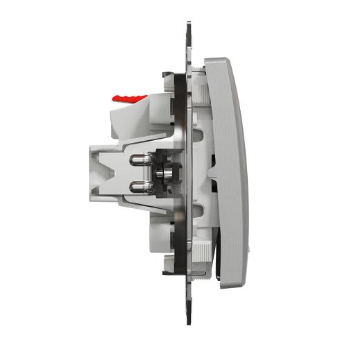 SCHNEIDER ELECTRIC - SDD113111L Sedna Design & Elements - 1pole push button with blue indicator - 10AX 250V without frame aluminium