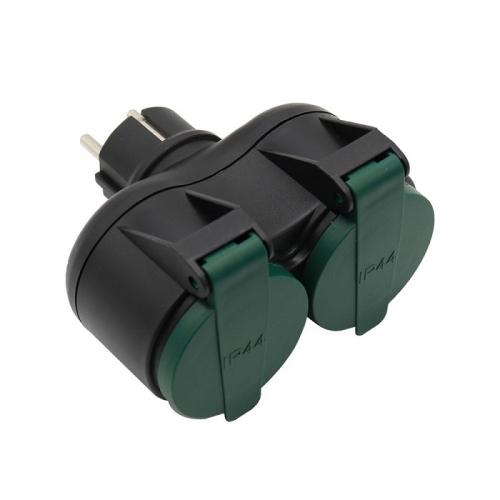 V-TAC - 2 Гнезда Щепсел Разклонител Влагозащитен 16А IP44 Зелен SKU: 8812 VT-1102-2