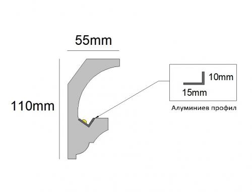 RAY DECOR - Decorative XPS profile for concealed LED lighting 55х110x2000mm  RL143