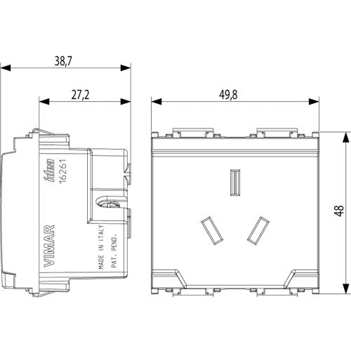VIMAR - 16261 - 2P+E 10A Australian SICURY-outlet grey