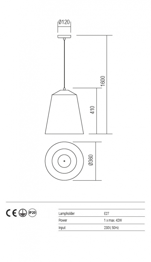 REDO GROUP - Пендел AYLA 01-1104 SUSP 1xmax.42W E27 GOLD