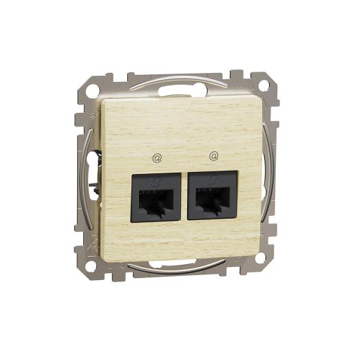 SCHNEIDER ELECTRIC - SDD180462 Sedna Design & Elements Двойна Информационна Розетка CAT 6 UTP, RJ45, бреза