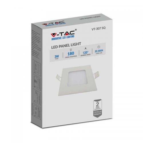 V-TAC - 3W LED Premium Panel Downlight Square 3000K SKU: 216295