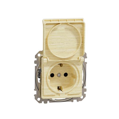 SCHNEIDER ELECTRIC - SDD180023 Sedna Design & Elements Контакт шуко с капак и детска защита, 2P+E  винтово свързване 16А 250V бреза