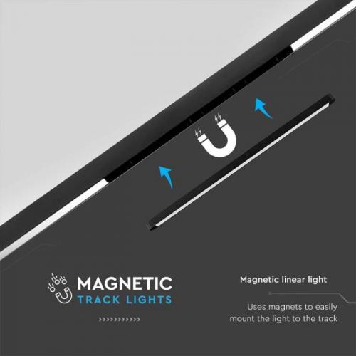 V-TAC - 22W LED Магнитен Линеен Осветител 3000K Черно Тяло SKU: 10249