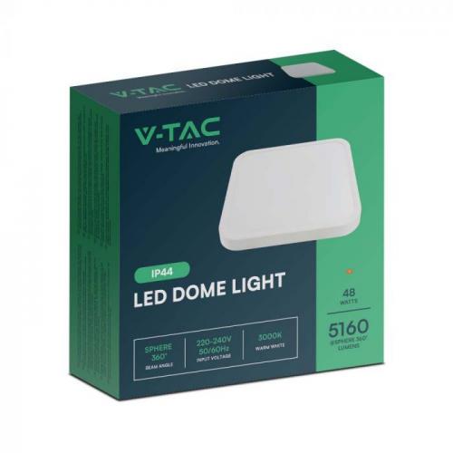 V-TAC - 48W LED Dome Light Square White Frame 4000K IP44 SKU: 76311