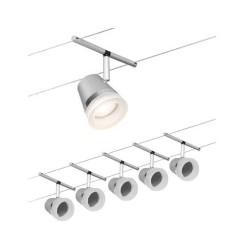 PAULMANN - 94459  CorDuo cable system Cone basic set ✴GU5.3 max. 5x10W ~230/12V✴matt chrome/chrome
