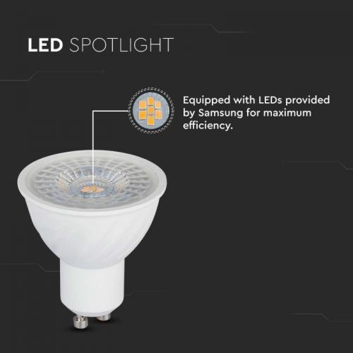 V-TAC - LED Крушка SAMSUNG ЧИП 6W GU10 Димираща 38° 3000K SKU: 21195