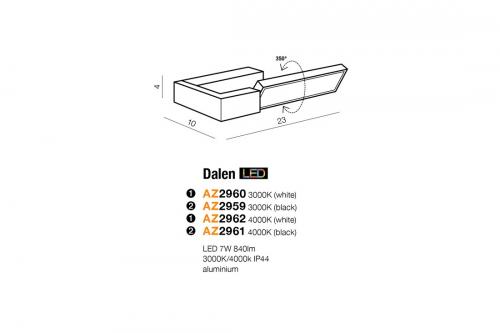 AZZARDO - LED Аплик влагозащетен IP44 бял Dalen AZ2960
