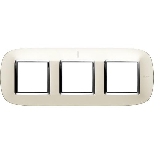 BTICINO - HB4802/3SAN Elliptical cover plate 3х2modules - mat Silver