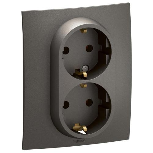 LEGRAND - Socket SCHUKO DOUBLE with child protection monoblock Niloe New NP3130MG