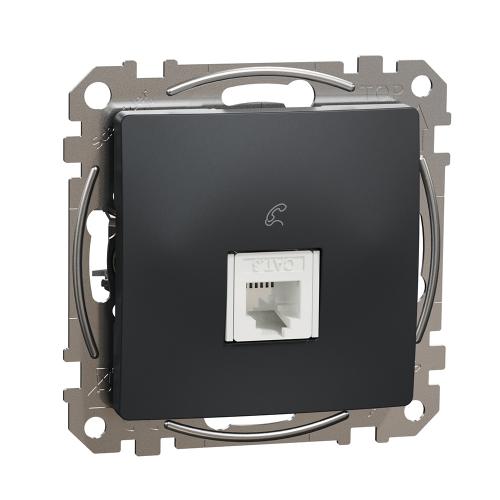 SCHNEIDER ELECTRIC - SDD114491 Sedna Design & Elements Телефонна Розетка CAT 3 UTP, RJ11, антрацит