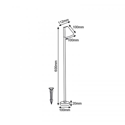 ACA LIGHTING - Градинскa лампа стояща или с колче, тъмно сива 60см GU10, влагозащитена IP65, алуминий LG2134G-600