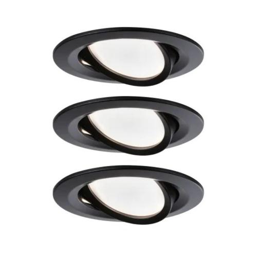 PAULMANN - 94472  LED recessed light 3-Step-Dim Nova Coin basic set pivoting round 84mm 50° Coin✴matt black