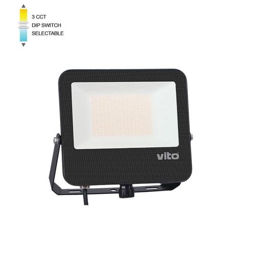 VITO - LED ПРОЖЕКТОР DANUBE 100W 3xCCT (3000K/4000K/6000K) смяна на цветната температура IP66 черен 3023020