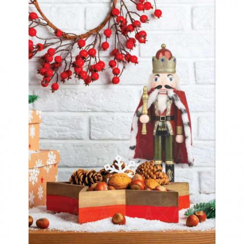 ACA LIGHTING - ^ WOODEN NUTCRACKER KING GREEN & RED WITH CAPE H35CM  X023501