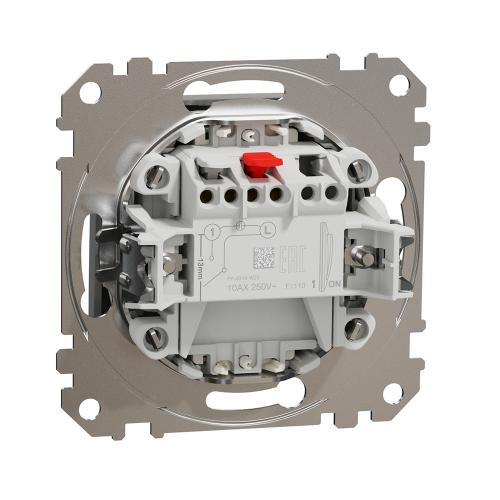 SCHNEIDER ELECTRIC - SDD113101L Еднополюсен ключ синя индикация Sedna Design & Elements, 10А 250V, алуминий, безвинтово свързване