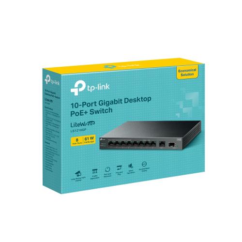 OMADA - Комутатор 10-Port Gigabit Desktop Switch with 8-Port PoE+ LS1210GP