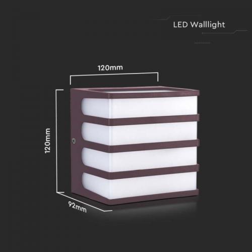 V-TAC - 8W LED Стенен Аплик 3000К 750lm IP65 Кафяв SKU 10284
