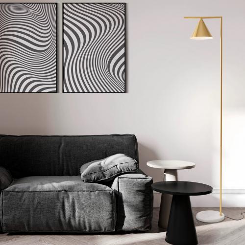 NOVA LUCE - Лампион   Д:25, Ш:35, В:175 см.   9501236  SWAY ⚡ Е27 ⚡ 1х12W ⚡ 100-240V ⚡ IP20 ✴ Месинг/Бял/Мрамор 
