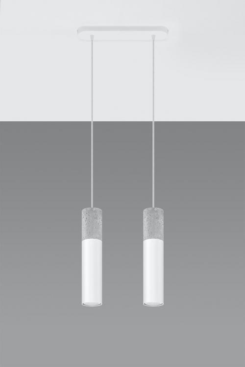 SOLLUX - pendant  lamp BORGIO 2 white grey concrete steel SL.0648