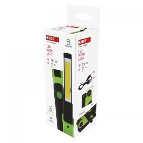 EMOS - Work light 750lm 35m 2h rechargeable 2000mAh plastic IP44 P4540