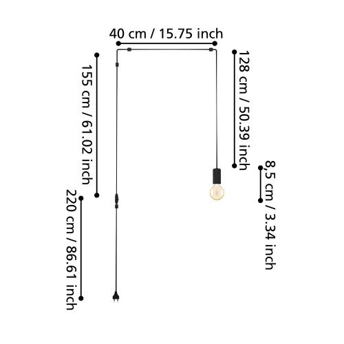 EGLO - pendant light PINETINA E27 1X40W - 900976