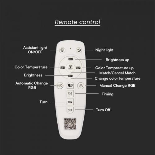 V-TAC - 120W Designer Smart Ceiling Light 3000K+6000K Dimmable, Remote Control SKU: 15357 