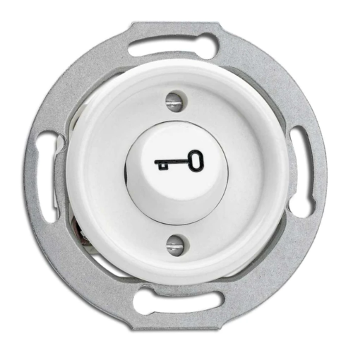 THPG - Rocker button door opener and symbol (key) 10A Ø 7,0 cm Duroplast white 176411