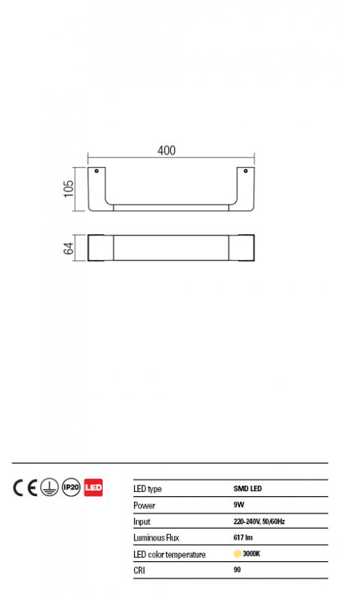 REDO GROUP - Аплик  LOUNGE 01-1320  AP LED 9W 3000K BK 