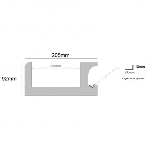 RAY DECOR - Декоративен профил от XPS за монтаж на LED лента и луни 92х205x2000mm  RL181
