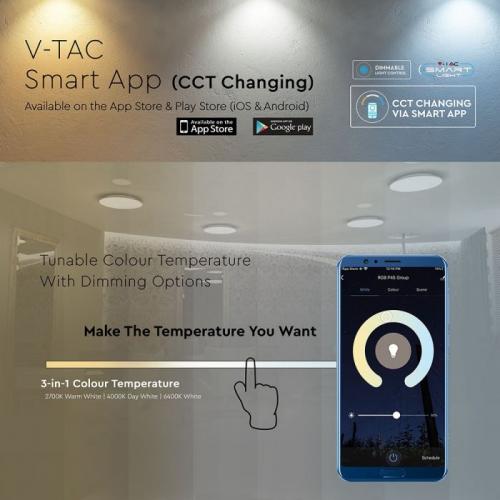 V-TAC - LED Плафон 40W SMART Ф350 Звезди Топла + Студена Светлина SKU: 1497